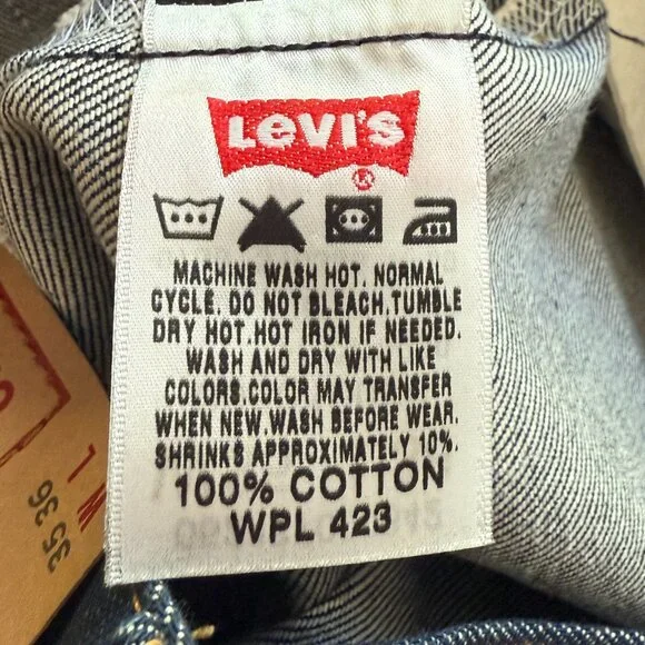 Levi's 501 XX rigid finish jeans.